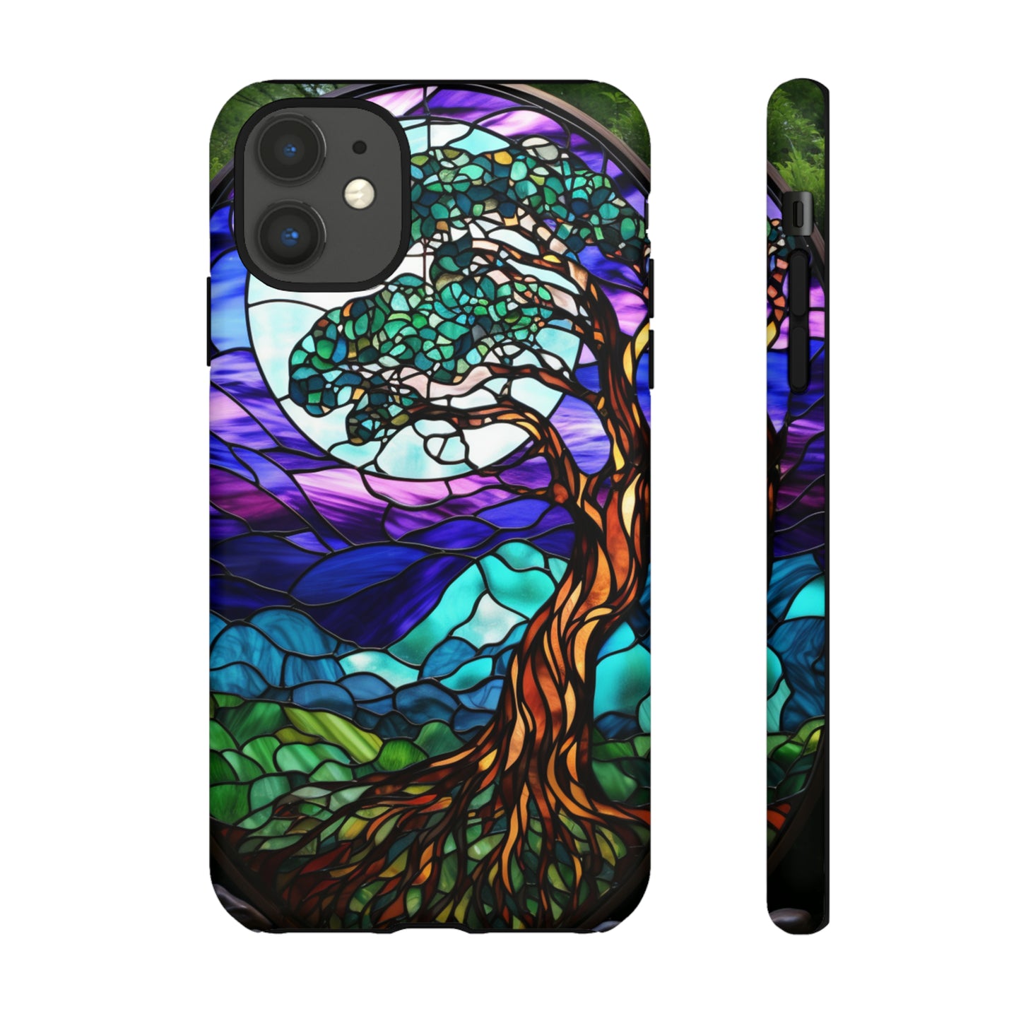 Stained Glass Mosaic Tile Tree in Moonlight