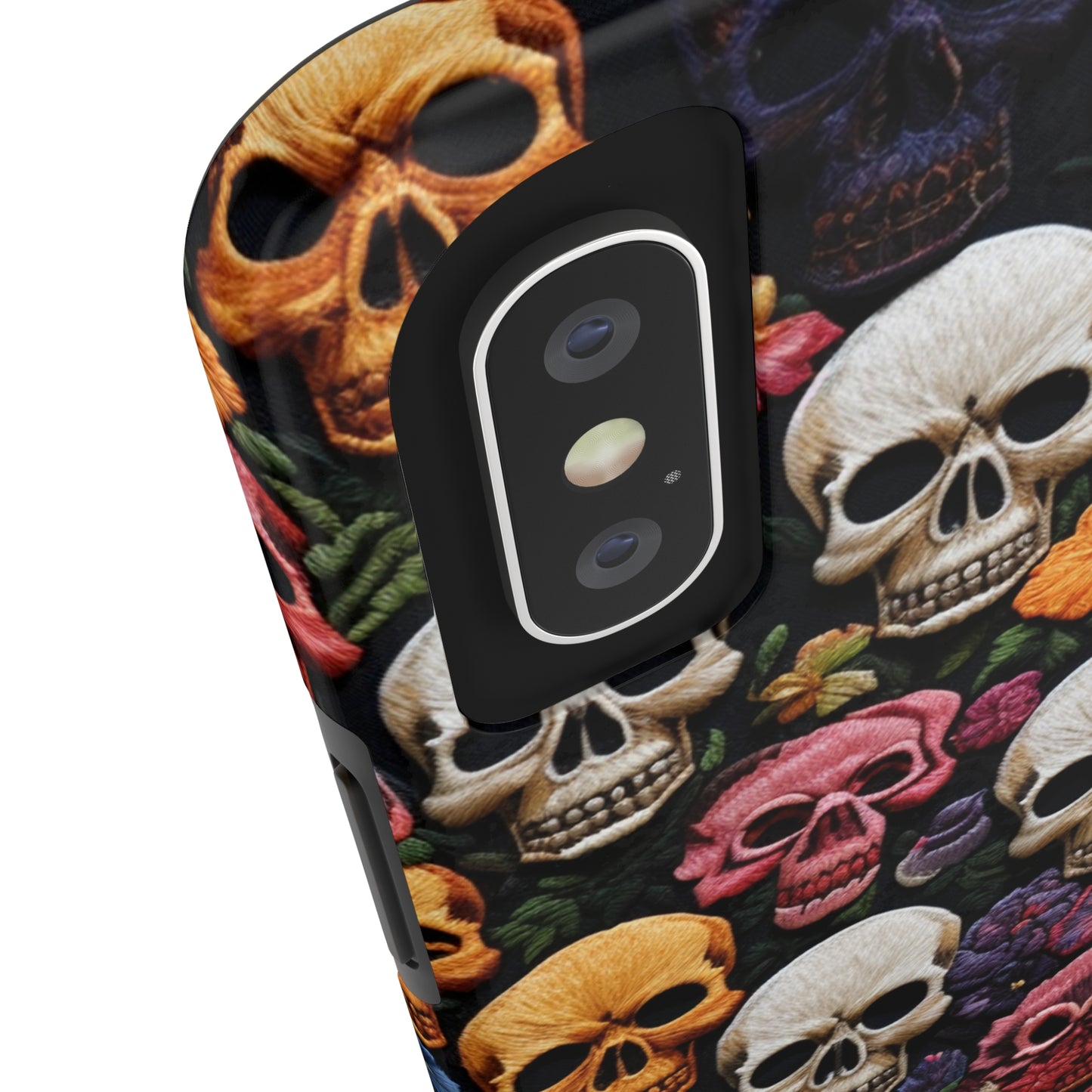 Embroidery Style Skulls Goth Dark Academia Tough Case iPhone Case