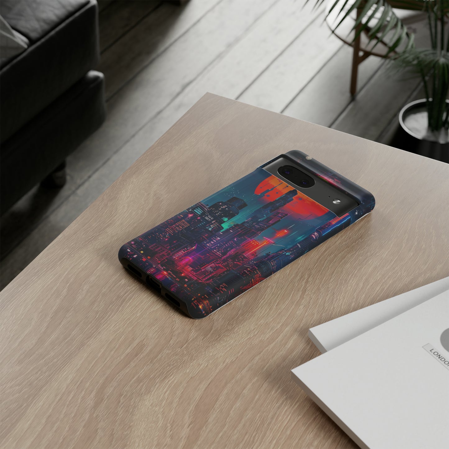 Cyberpunk Full Moon Cityscape Phone Case