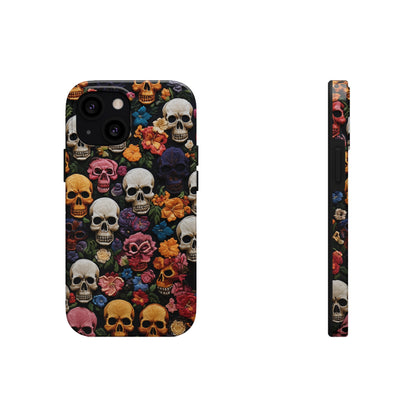 Embroidery Style Skulls Goth Dark Academia Tough Case iPhone Case