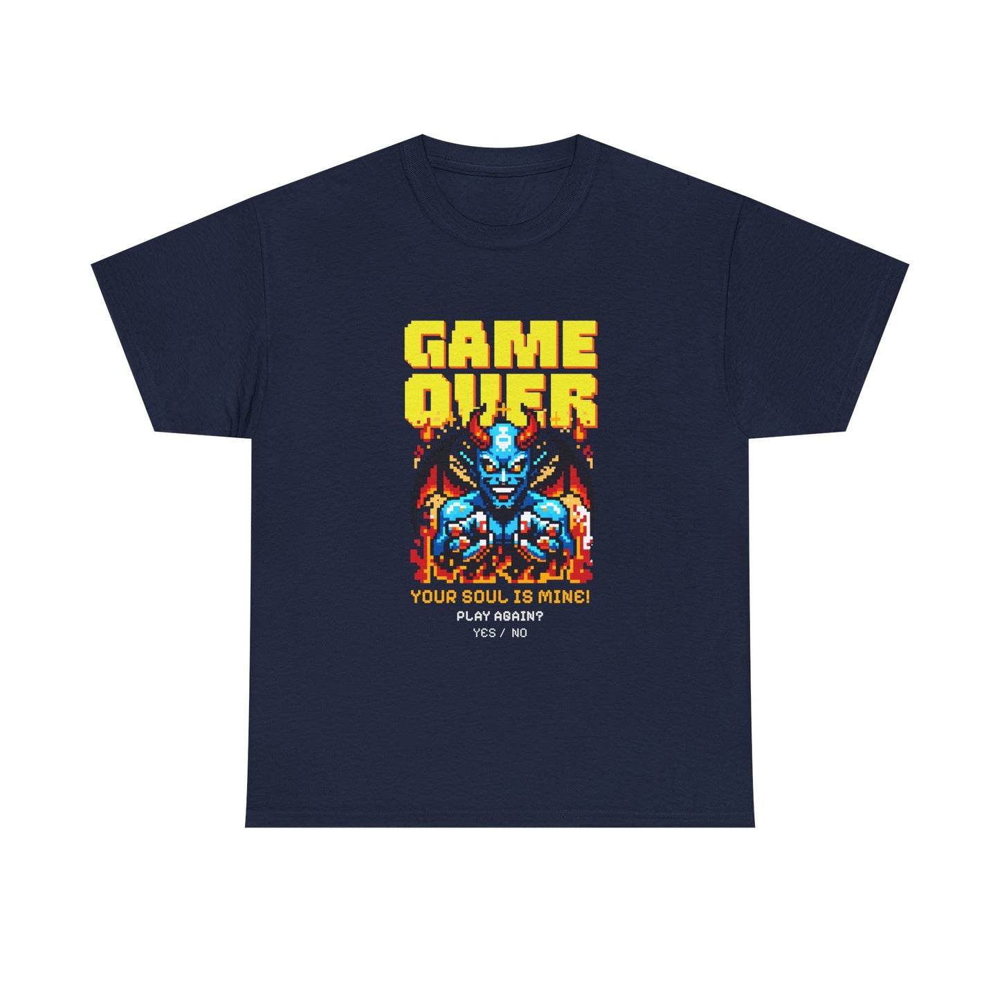 Satan Game Over T-Shirt Retro Gaming Dark Humor Sci-Fi Tee