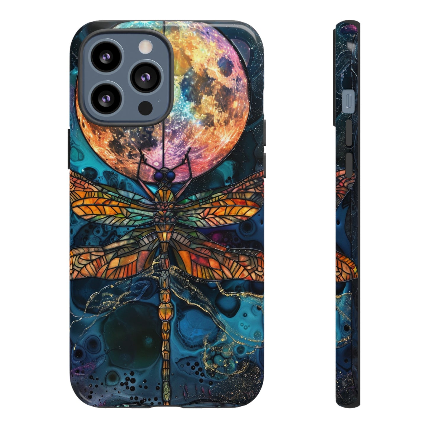 Full Moon Stained Glass Dragonfly Phone Cover