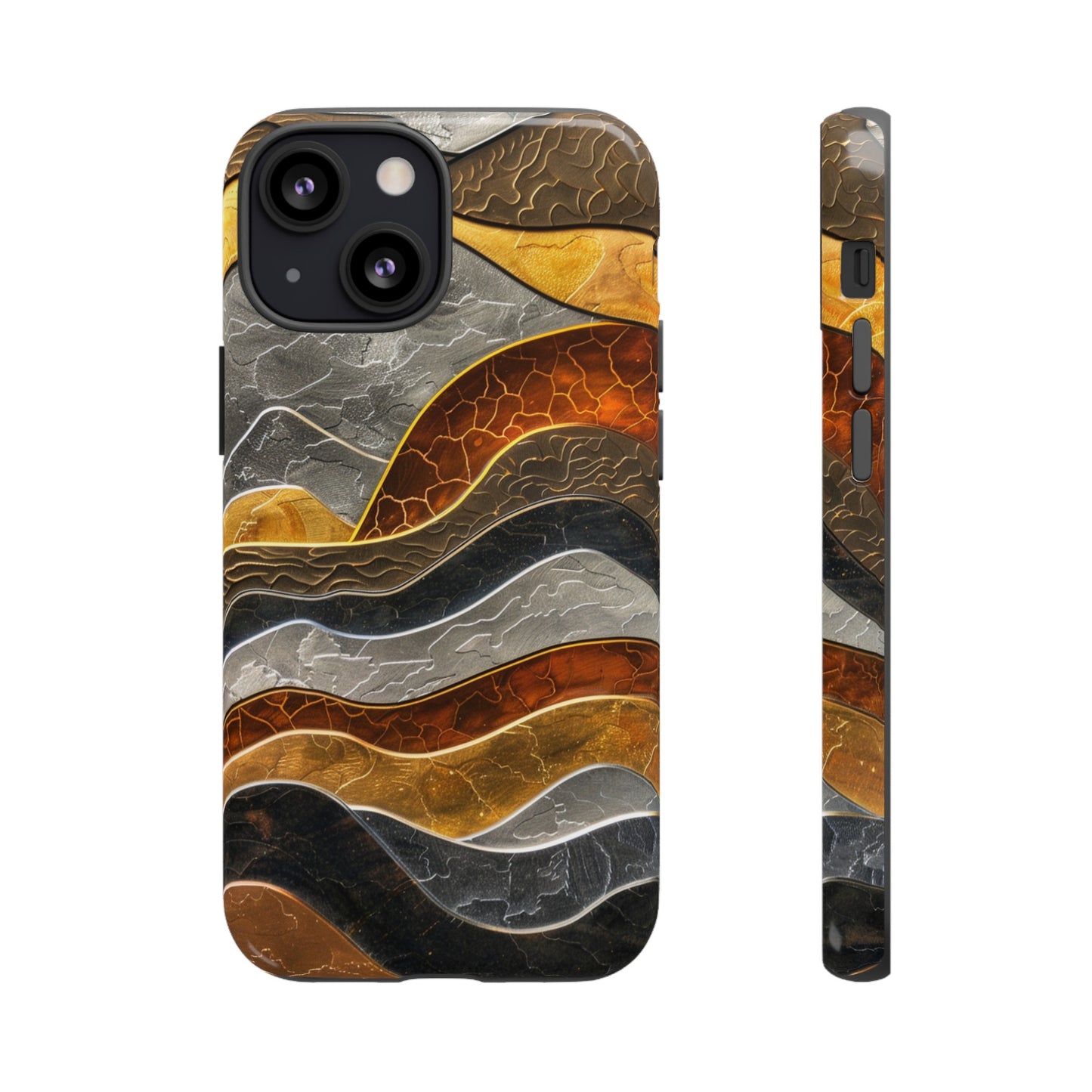 Abstract Gold and Silver Mountain Design Phone Case
