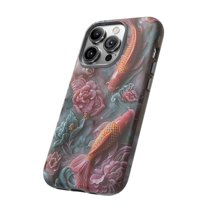 Pink Marble Fish Asian Jade Carving Koi Art Phone Case