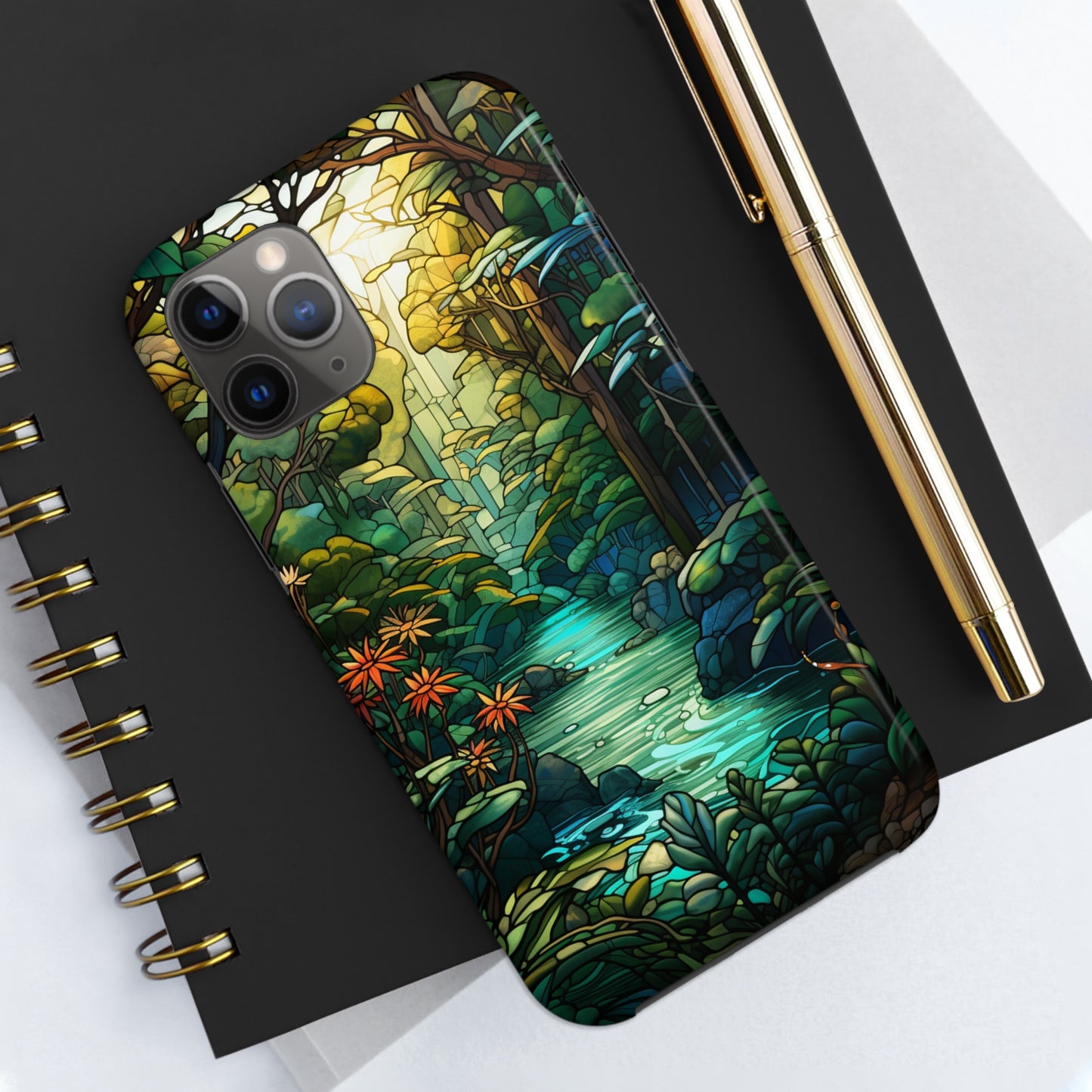 Stained Glass Phone Case Floral Aesthetic Art Nouveau Retro Samsung Galaxy Phone Tough Case iPhone 14 Plus 13 12 7 8 Se Hippie Boho