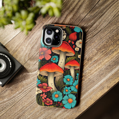 Psychedelic Retro Mushrooms iPhone case | Dive into Vintage Vibes