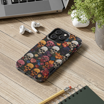 Embroidery Style Skulls Goth Dark Academia Tough Case iPhone Case