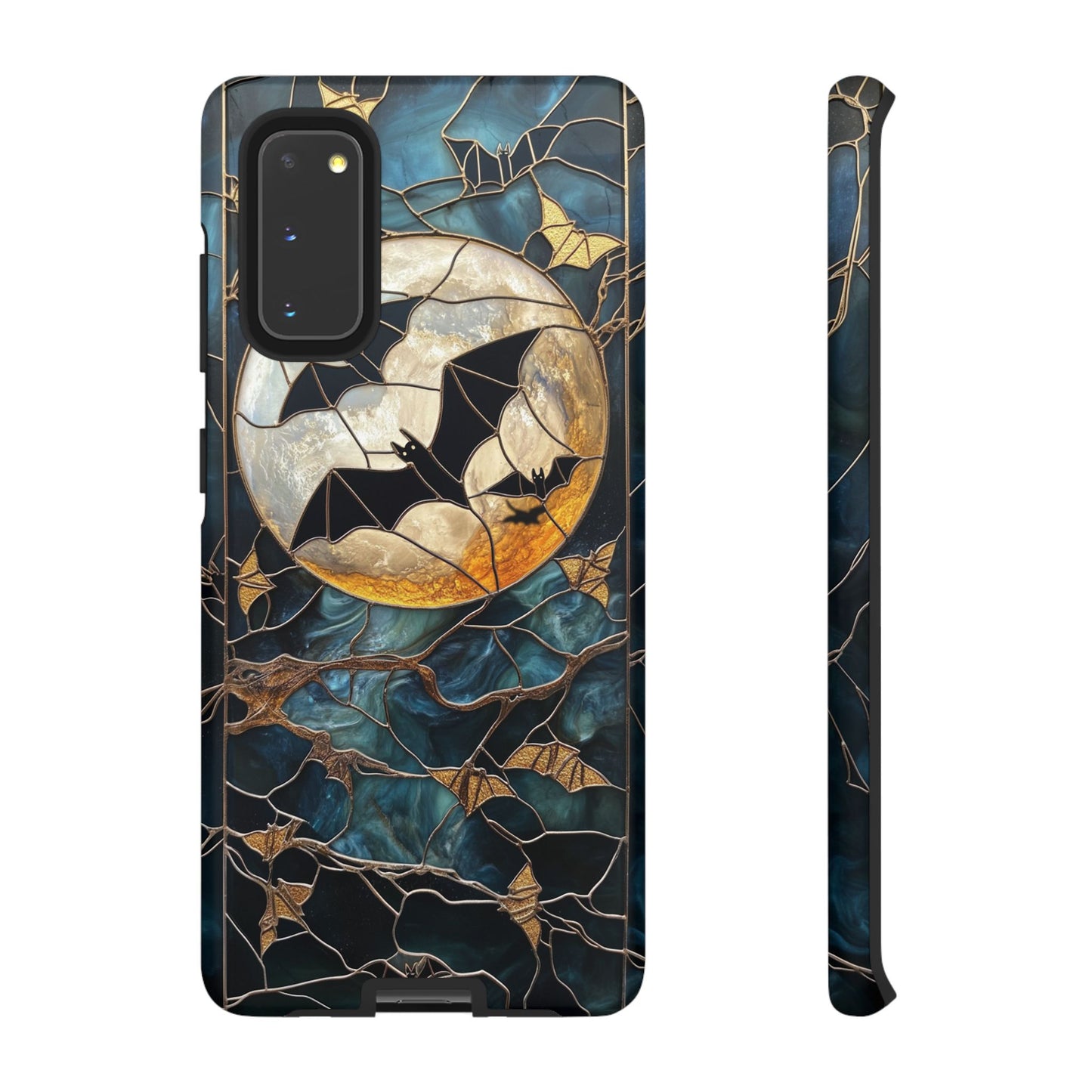 Halloween Phone Case Bats Stained Glass Style Spooky Moon Phone Cover