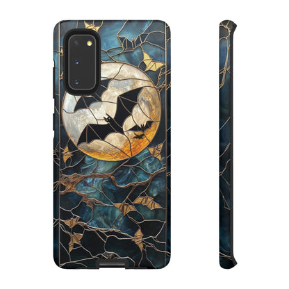 Halloween Phone Case Bats Stained Glass Style Spooky Moon Phone Cover