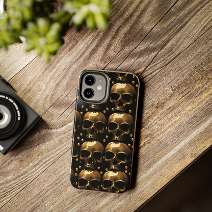 iPhone Case Golden Enigma: Where Goth Meets Glamour | Gold Skulls iPhone Tough Case