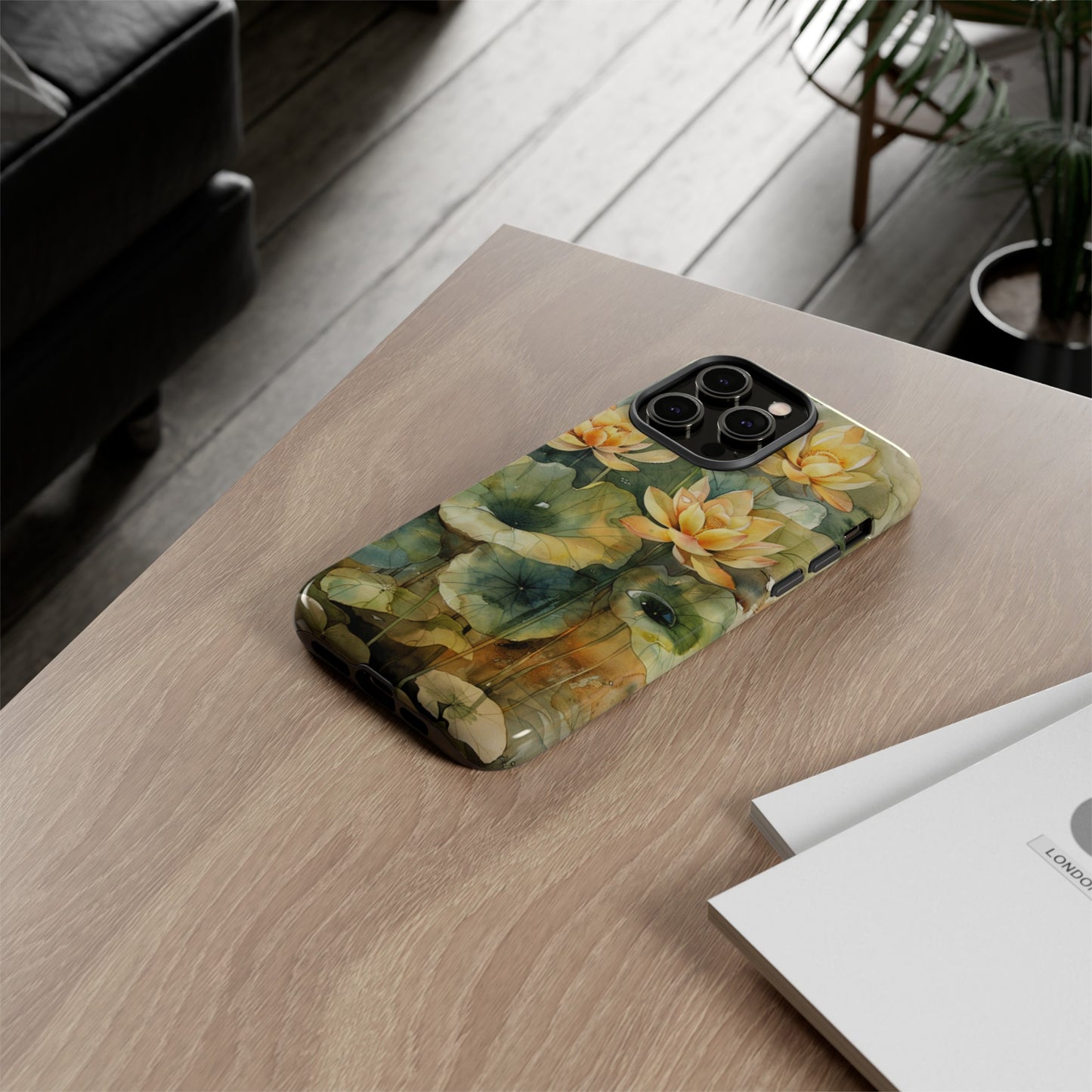 Zen Lotus Watercolor Painting iPhone 15 Case