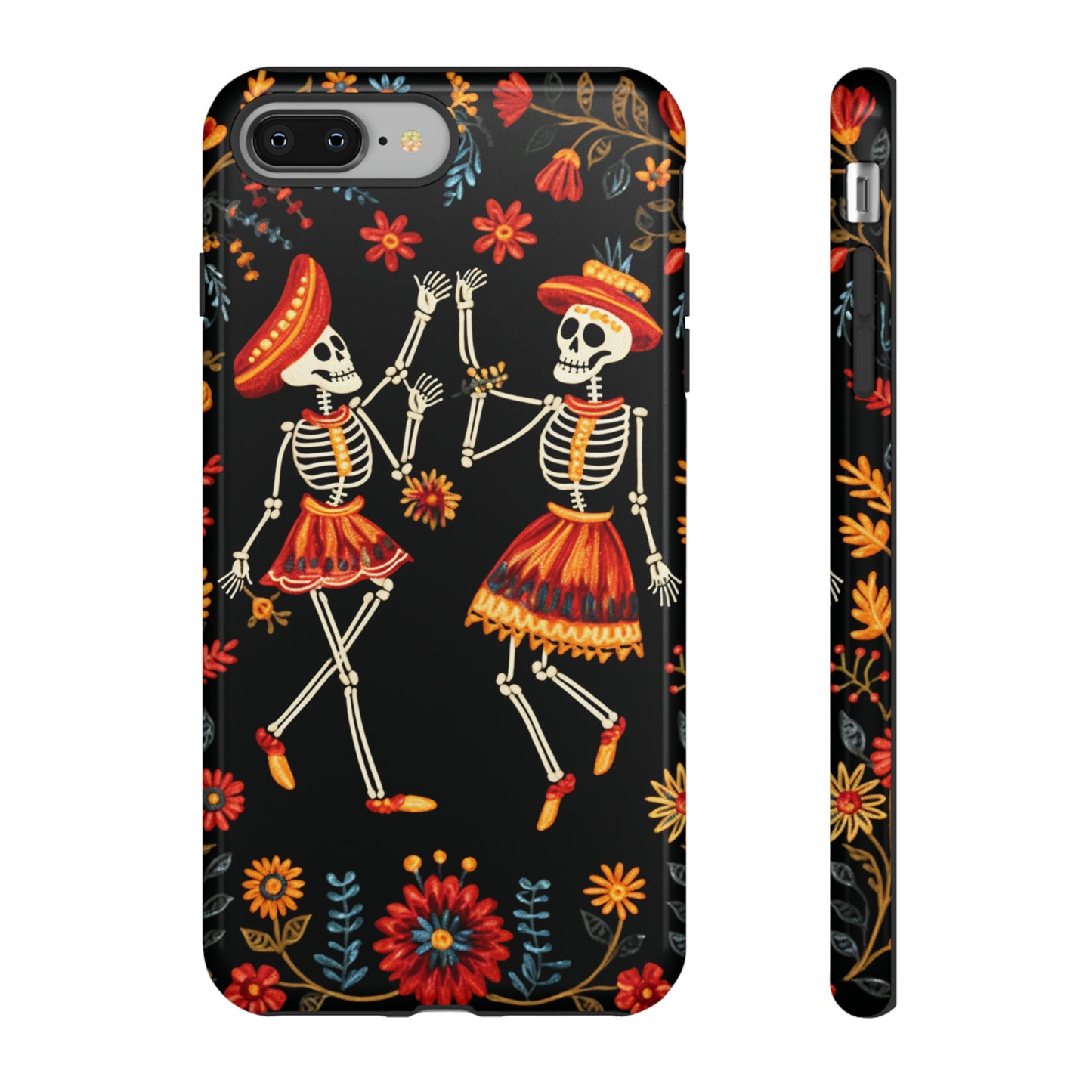 Dead Can Dance, iPhone 15 case, Floral Embroidery Skeletons | Whimsical Dance of the Departed for Google Pixel, iPhone & Samsung Galaxy