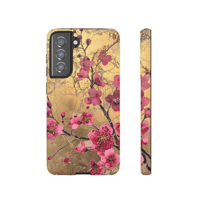 Pink Forget Me Nots Gold Floral Phone Case