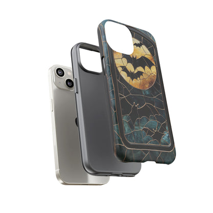 Halloween Phone Case Bats Stained Glass Style Spooky Moon Phone Cover