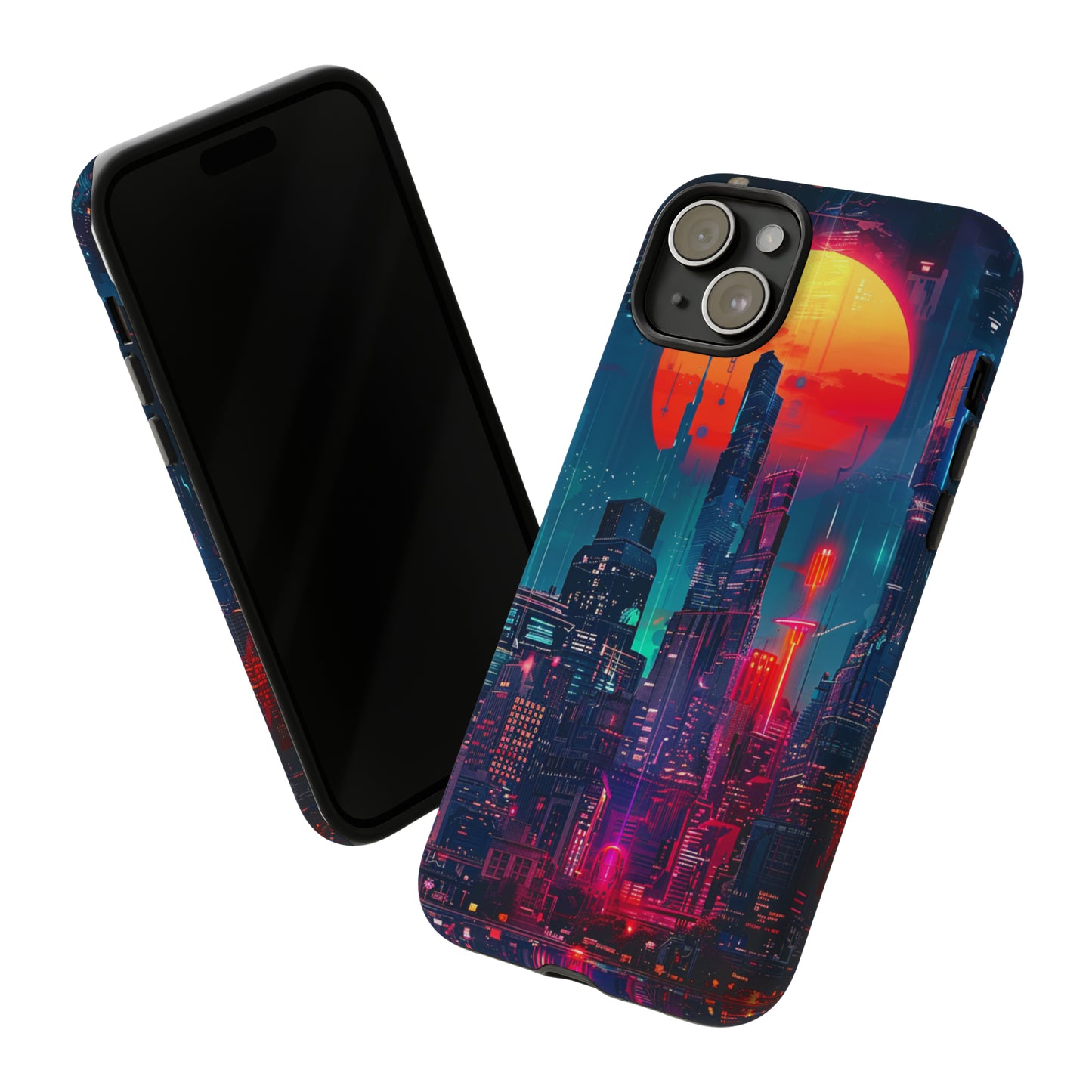 Cyberpunk Full Moon Cityscape Phone Case