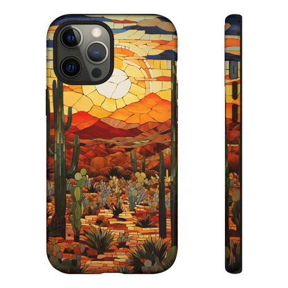 Desert Sunset Cactus Mosaic Tile