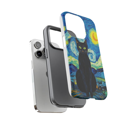 Starry Night Van Gogh Black Cat iPhone, Samsung Galaxy, Google Pixel  Case | Embrace Artistic Whimsy and Feline Charm