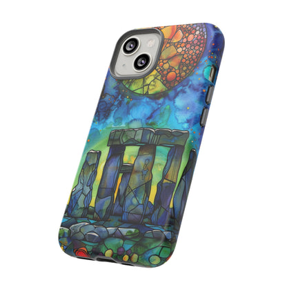 Stonehenge Neolithic Full Moon Stained Glass Watercolor Phone Cover