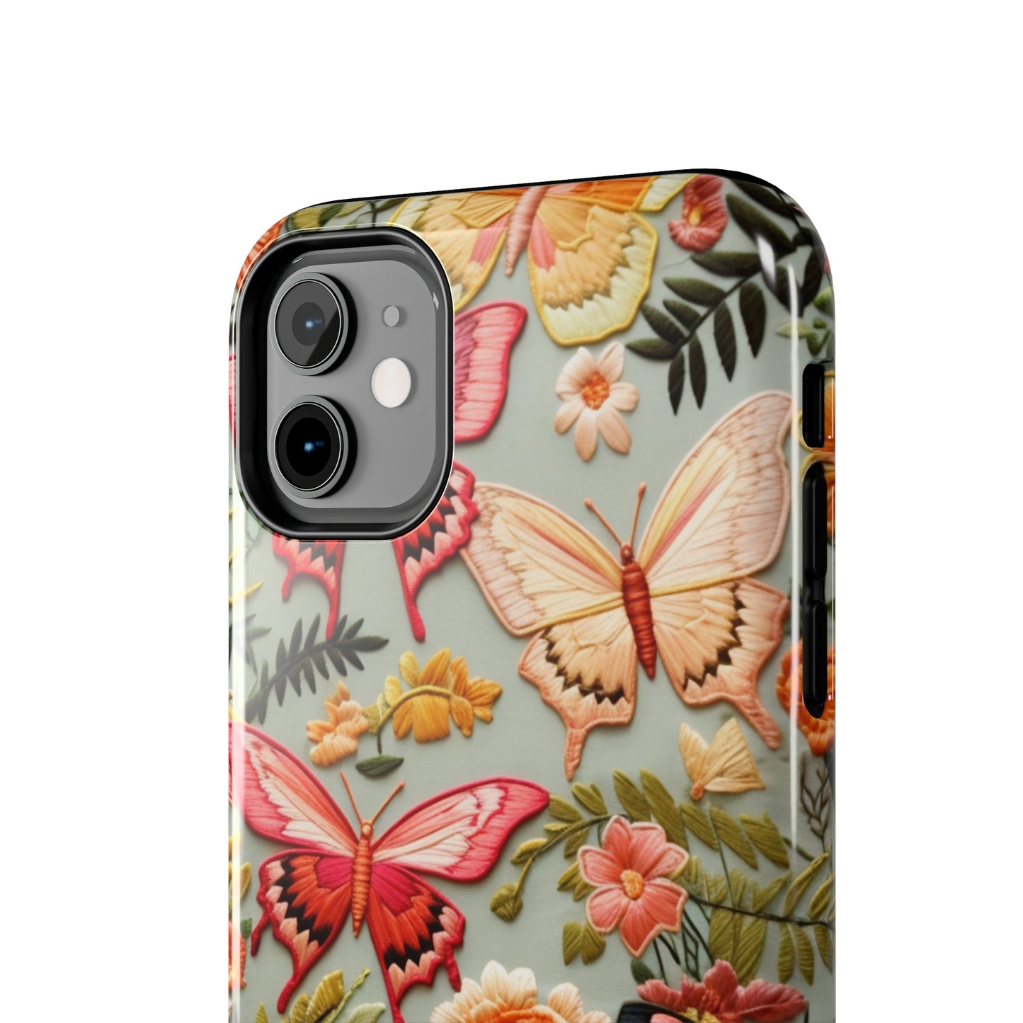 Embroidery Butterflies iPhone Case | Whimsical Elegance and Nature's Beauty in Handcrafted Detail