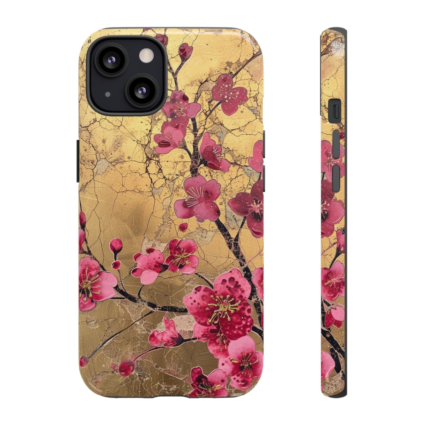 Pink Forget Me Nots Gold Floral Phone Case