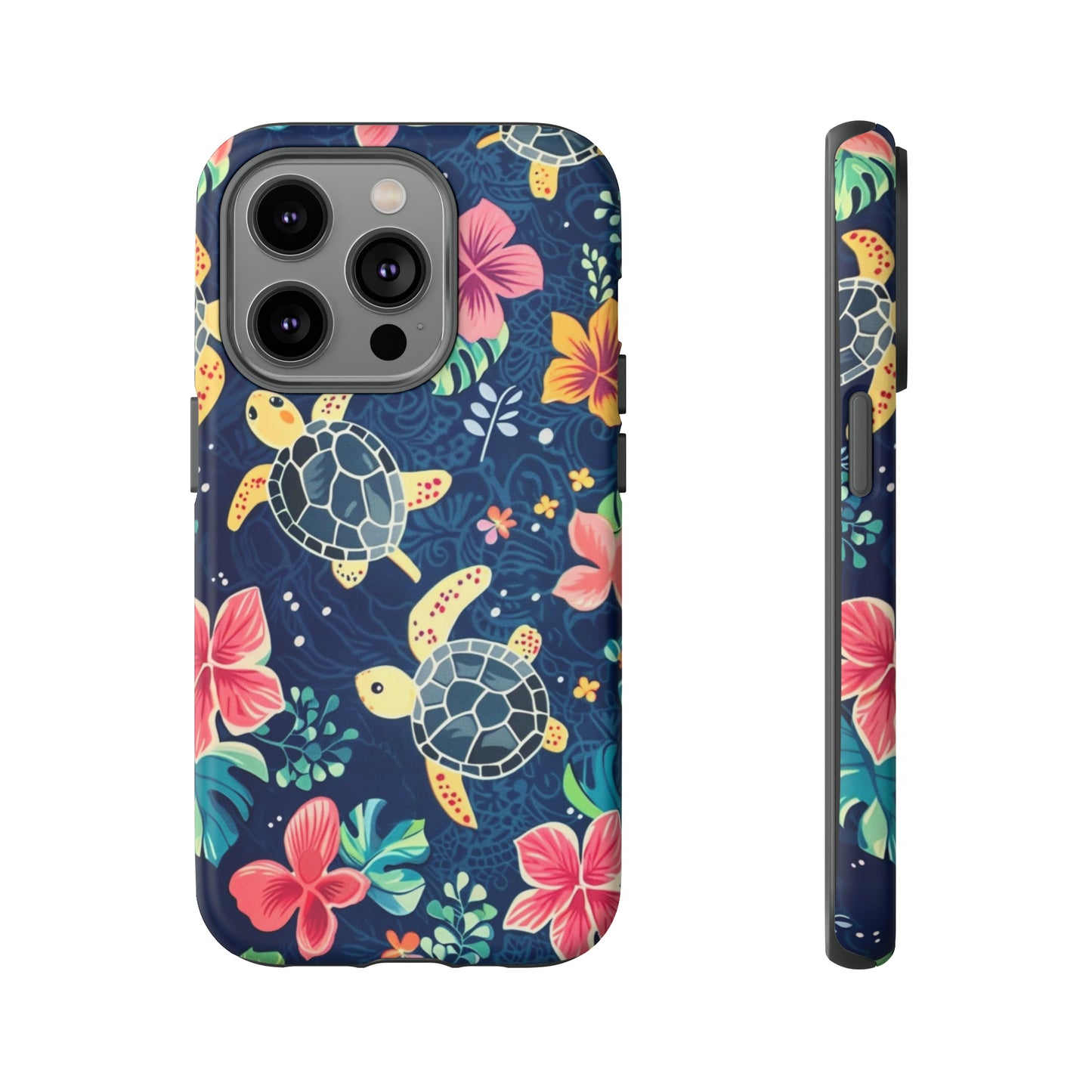 Undersea Floral Blue Sea Turtle Phone Case