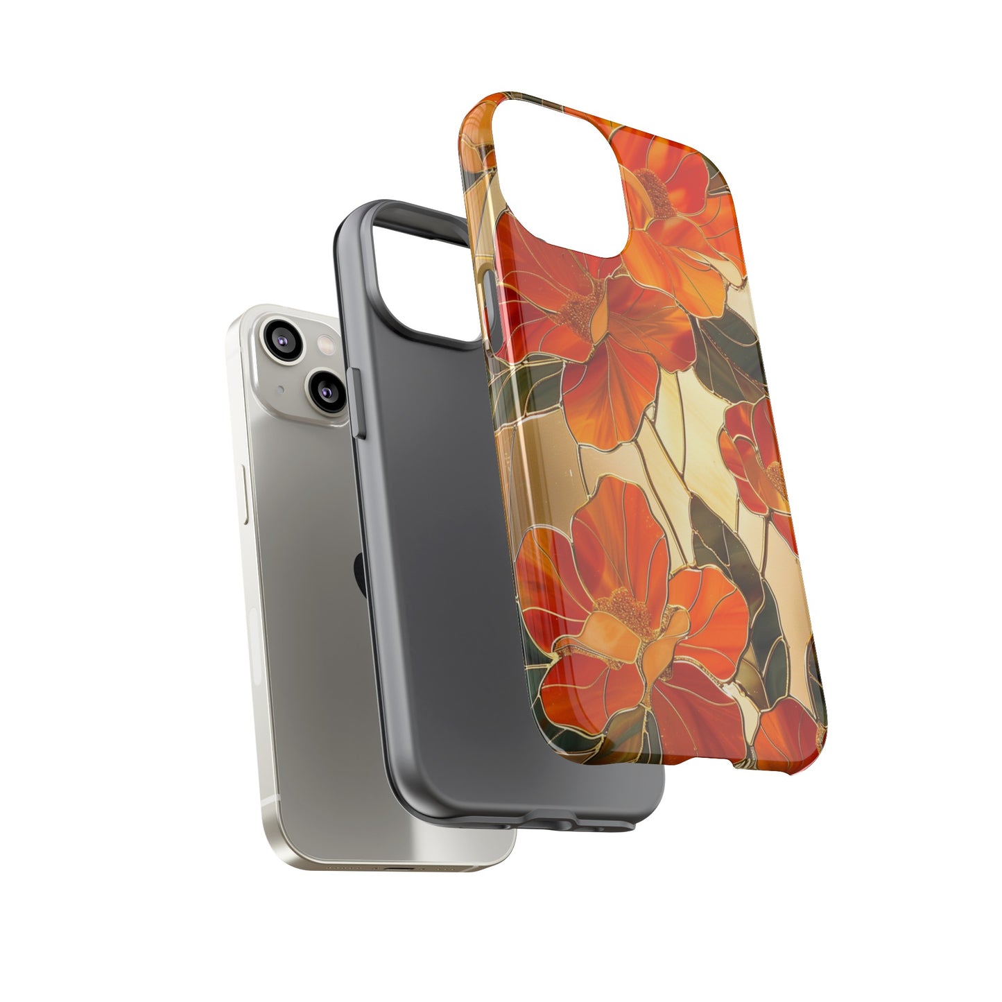 Orange Floral Phone Case Stained Glass Flower Aesthetic