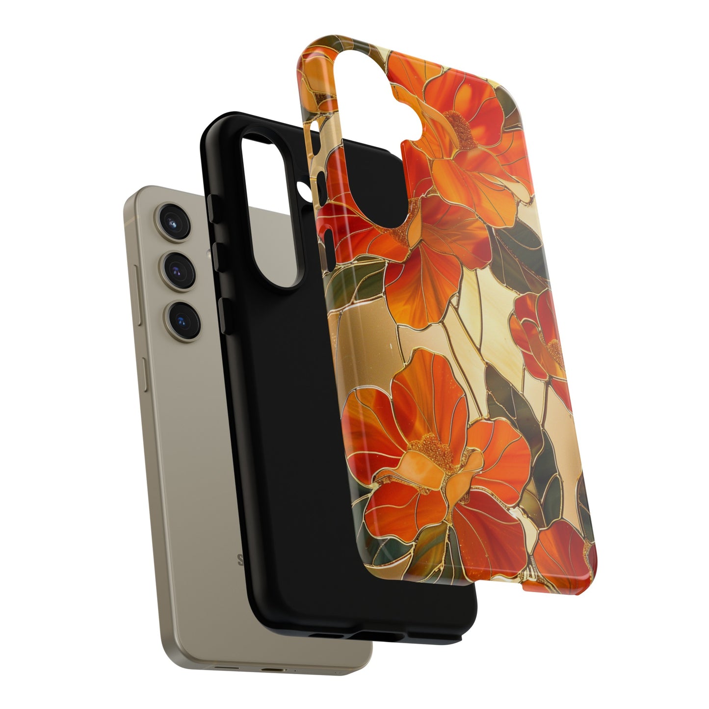 Orange Floral Phone Case Stained Glass Flower Aesthetic