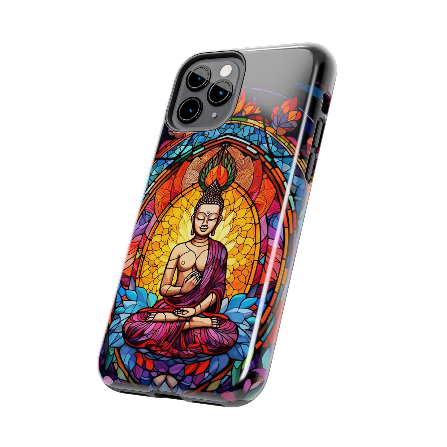 Stained Glass Magic iPhone Case: Psychedelic Tibet Buddha Mandala | iPhone 13 Case Mystical Tibetan Artistry