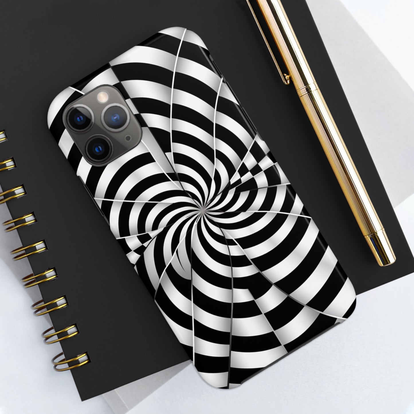 Trippy Black and White Optical Illusion Tough iPhone Case | Psychedelic Phone Cover