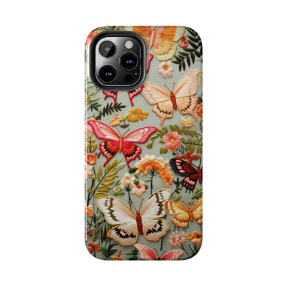 Embroidery Butterflies iPhone Case | Whimsical Elegance and Nature's Beauty in Handcrafted Detail