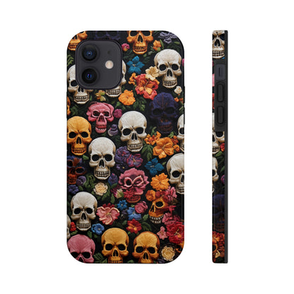 Embroidery Style Skulls Goth Dark Academia Tough Case iPhone Case