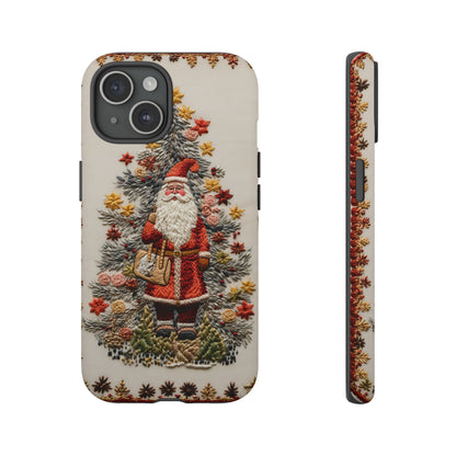 Vintage Embroidery Christmas Santa Phone Case