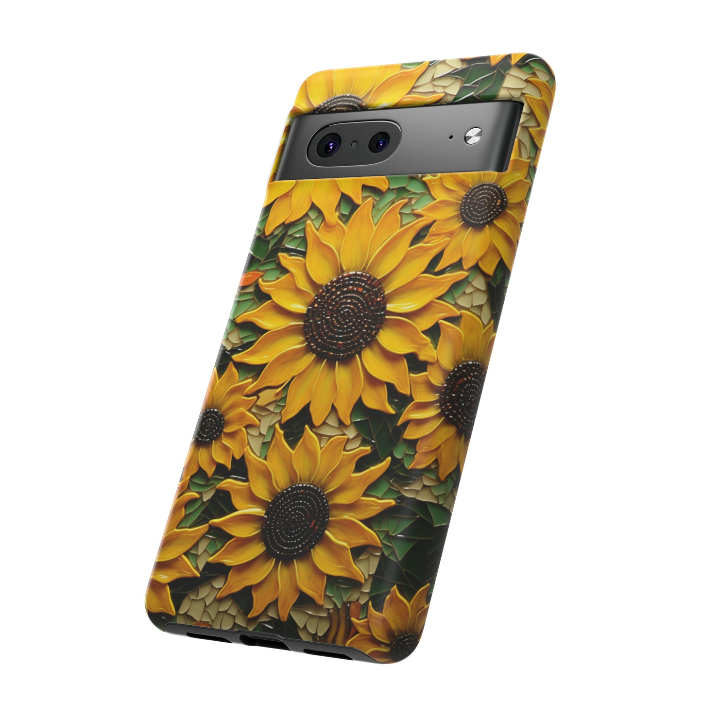 Sunflower Floral Color Explosion Mosaic Glass