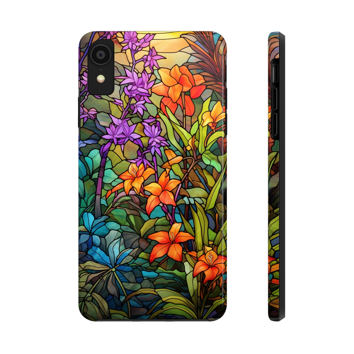 Stained Glass Phone Case Floral Aesthetic Art Nouveau Retro Samsung Galaxy Phone Tough Case iPhone 14 Plus 13 12 7 8 Se Hippie Boho