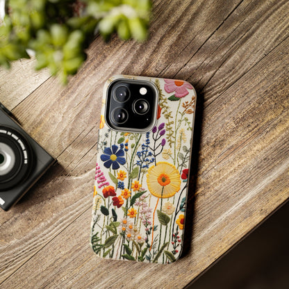 Wildflowers Floral Embroidery iPhone Case