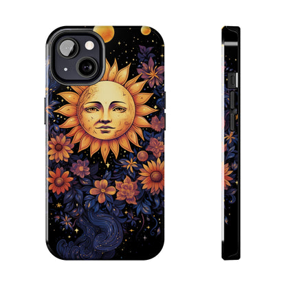 Cosmic Blooms: Floral Sun, Moon & Stars iPhone Case - Where Celestial Meets Botanical