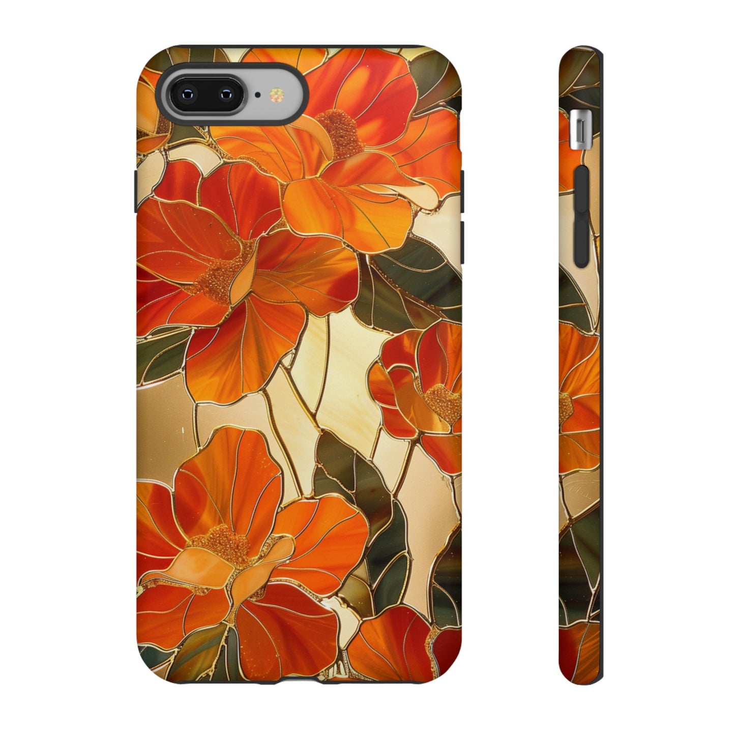 Orange Floral Phone Case Stained Glass Flower Aesthetic