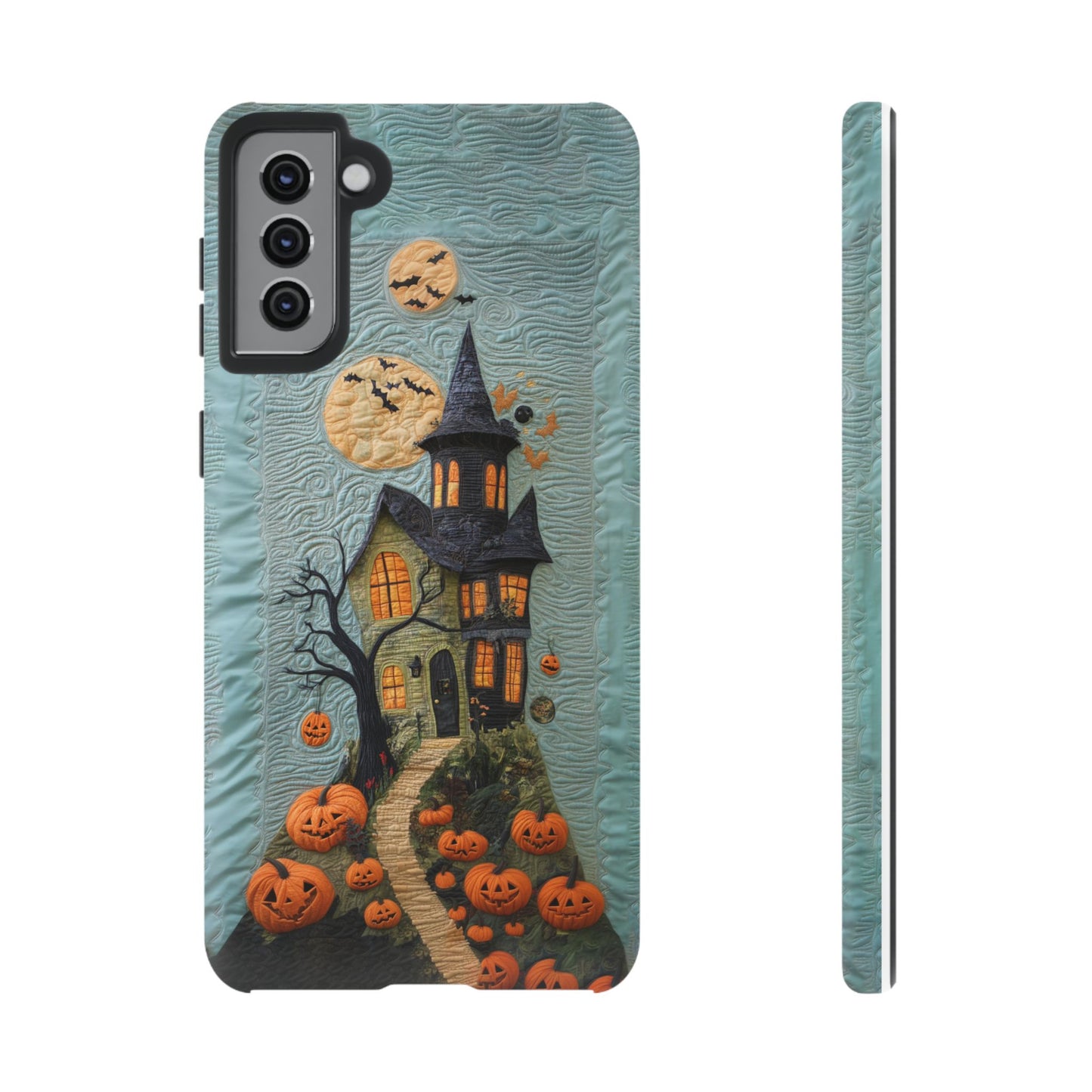 Halloween Haunted House Vintage Embroidery Style Phone Cover