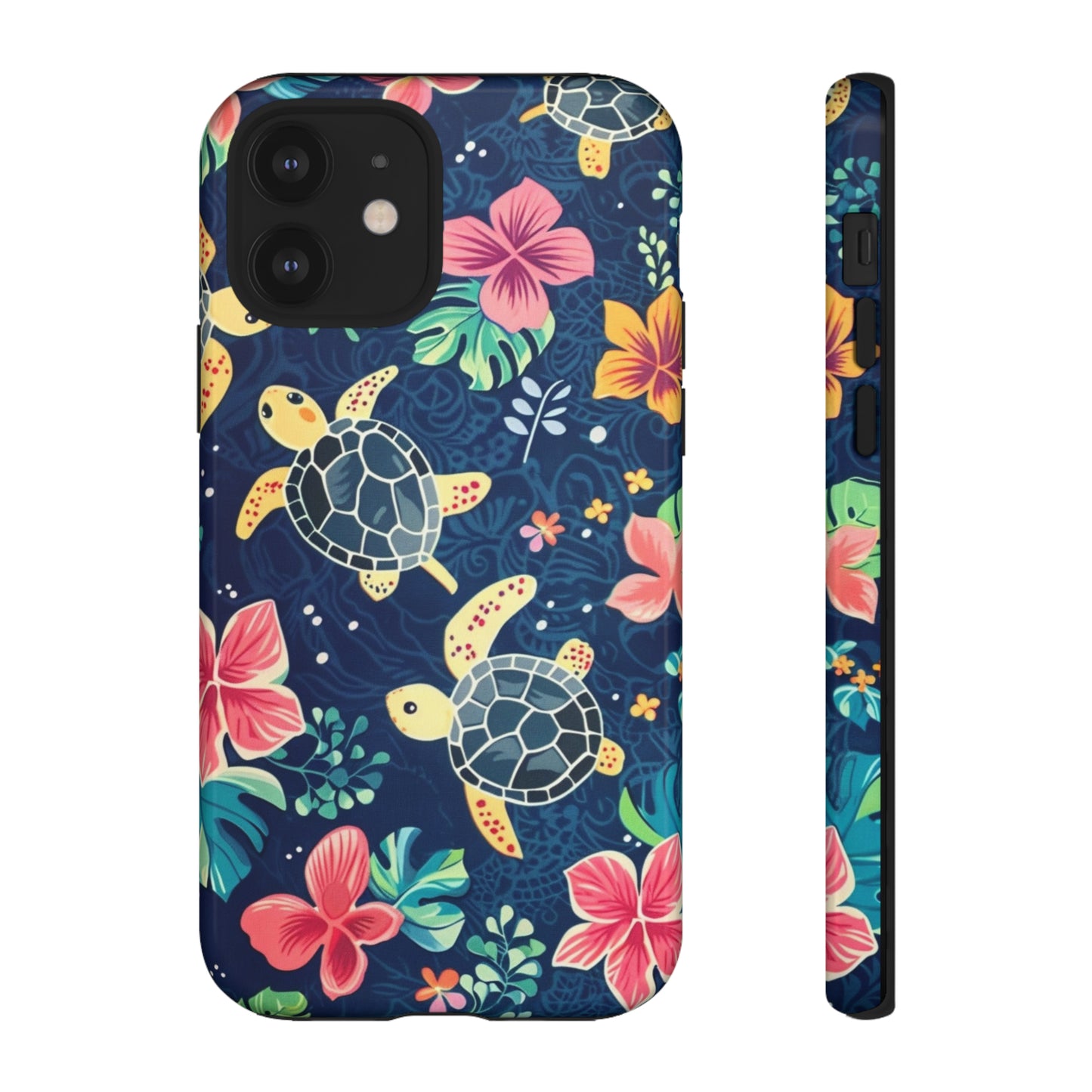 Undersea Floral Blue Sea Turtle Phone Case