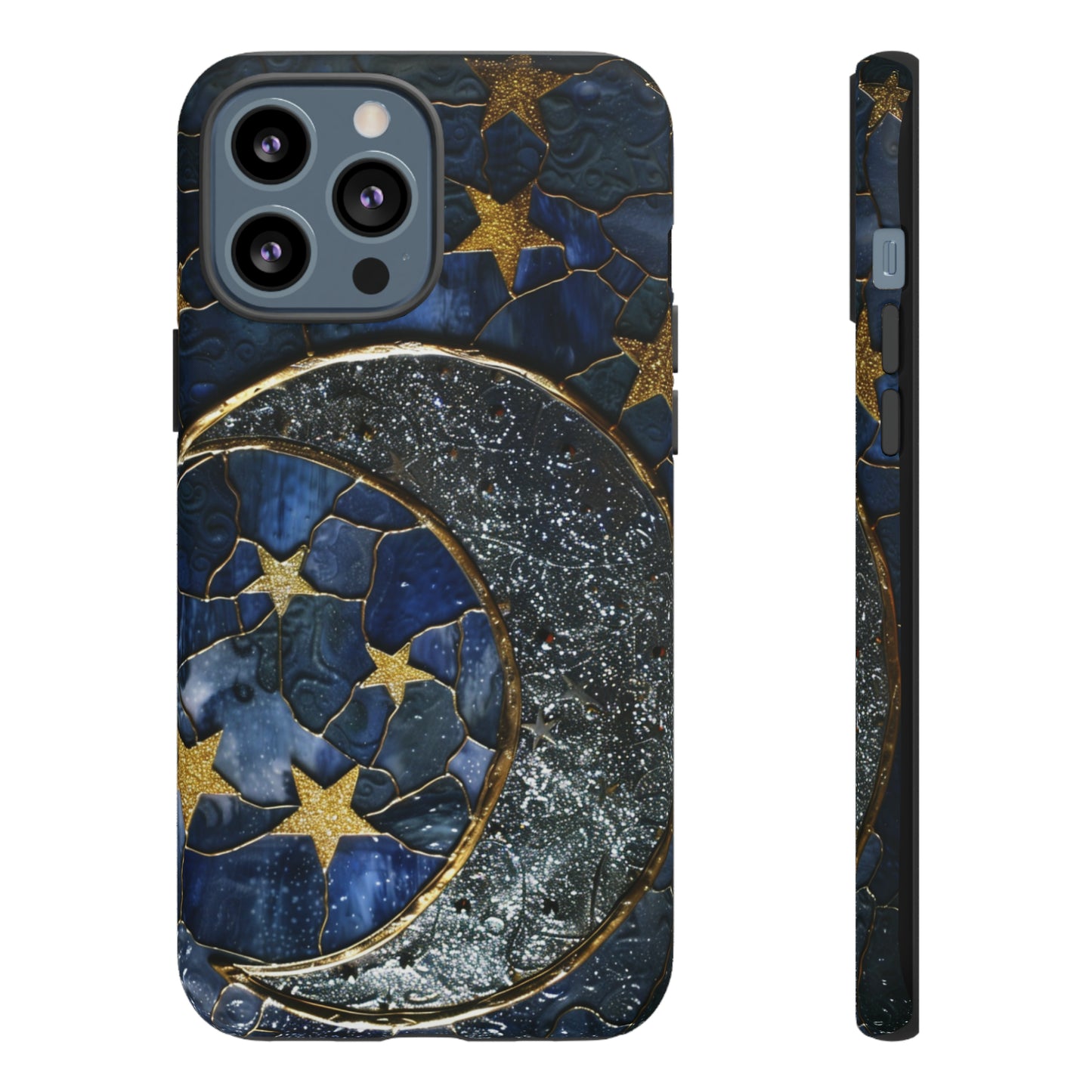 Moon Stars Stained Glass Starry Night Phone Case