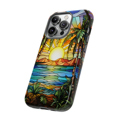 Tropical Stained Glass Sunset Beach