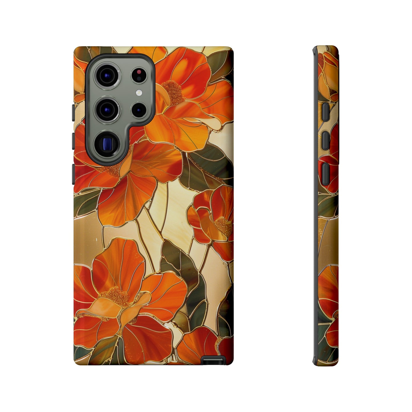 Orange Floral Phone Case Stained Glass Flower Aesthetic