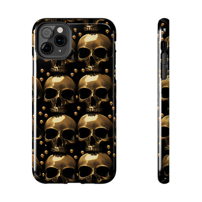 iPhone Case Golden Enigma: Where Goth Meets Glamour | Gold Skulls iPhone Tough Case