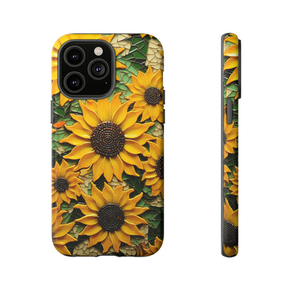 Sunflower Floral Color Explosion Mosaic Glass