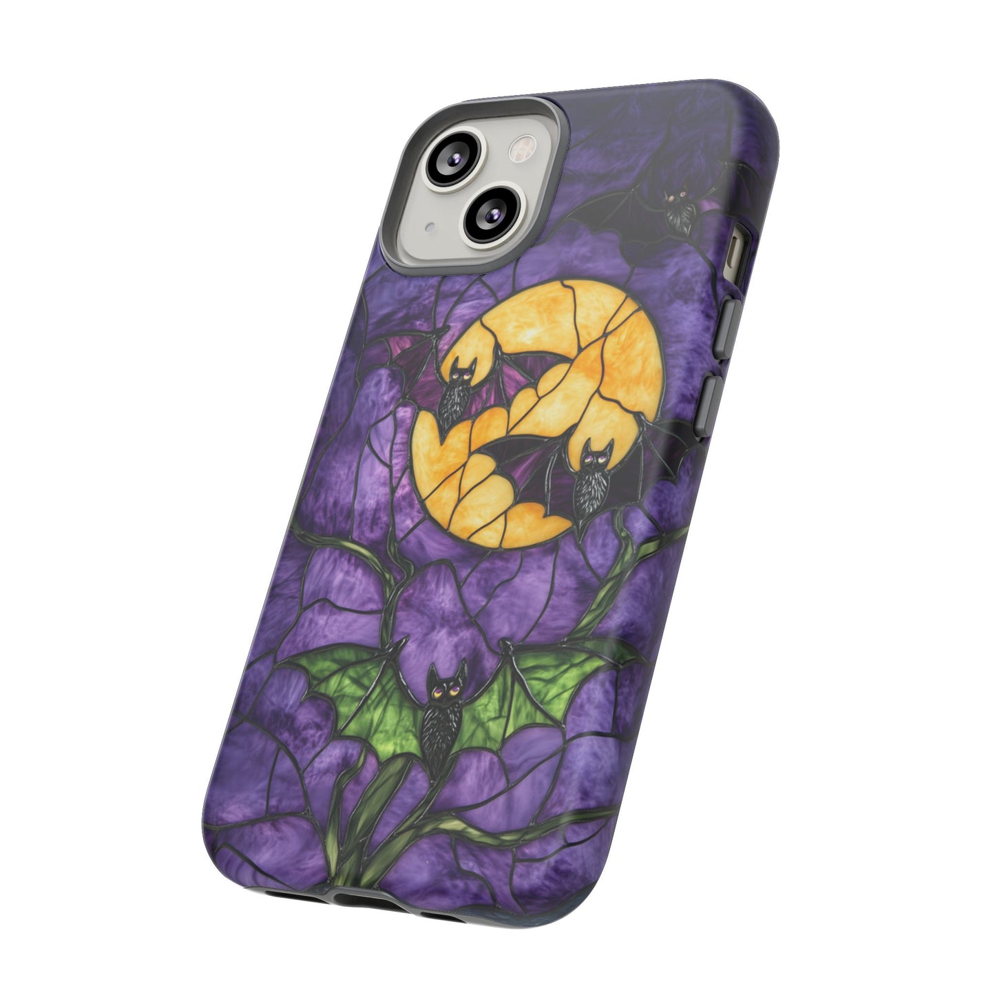 Full Moon Stained Glass Style Halloween Bats Phone Case