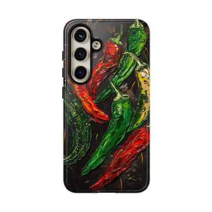 Green and red chili peppers phone case for iPhone 15