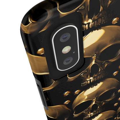 iPhone Case Golden Enigma: Where Goth Meets Glamour | Gold Skulls iPhone Tough Case