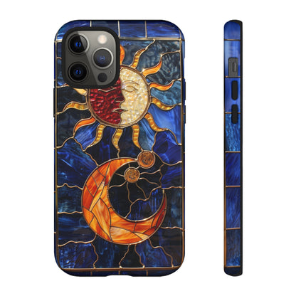 Celestial Stained Glass Moon and Stars iPhone 15 Case