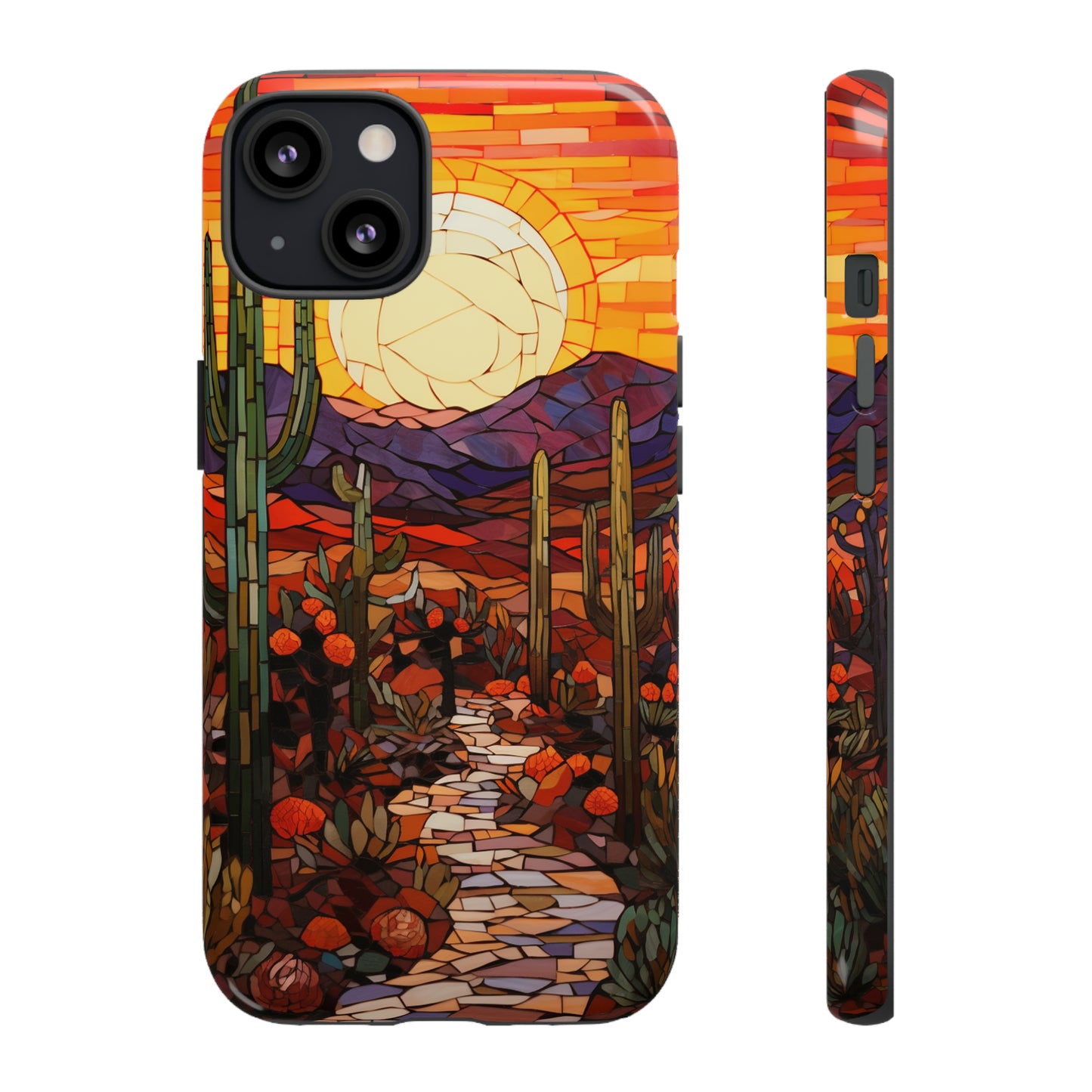 Desert Sunset Cactus Mosaic Tile