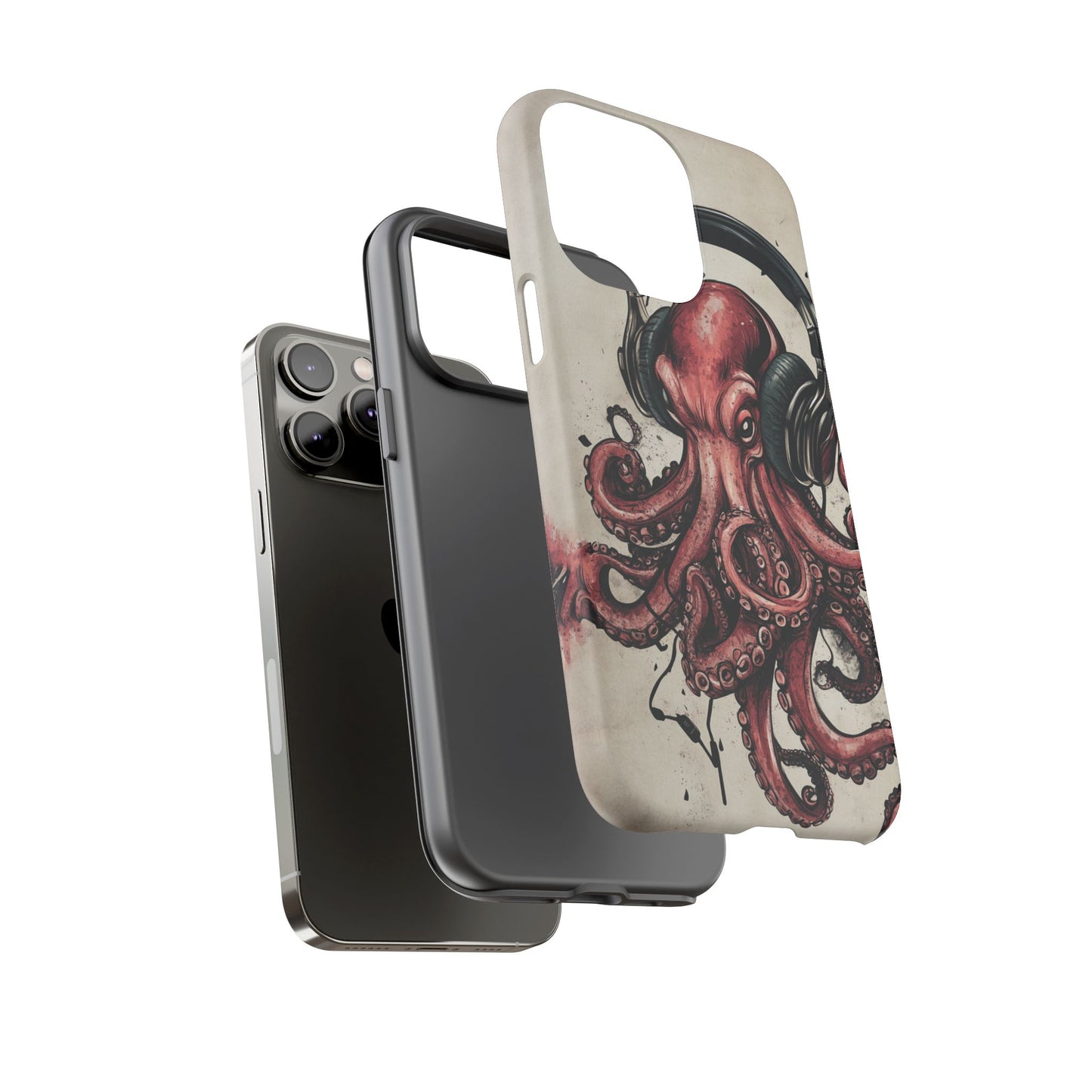 Retro Style Japanese Octopus Listening to Headphones Phone Cover